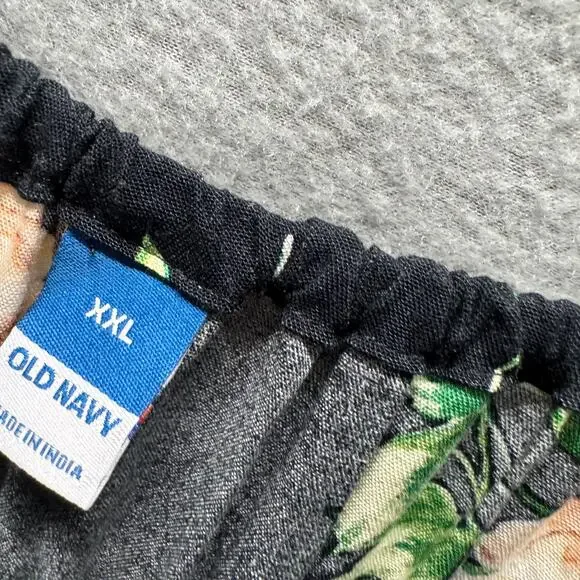 Old Navy Maxi Dress Black Floral V-Neck Coastal Tropical Resort Womens XXL NEW - Picture 3 of 13